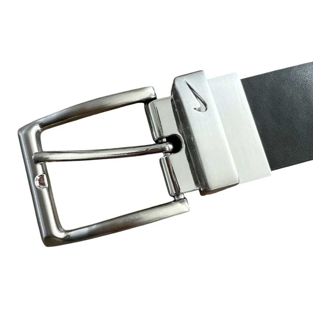 Nike Mens Genuine Leather Reversible Black Brown Buckle Golf Belt Size 38 swivel